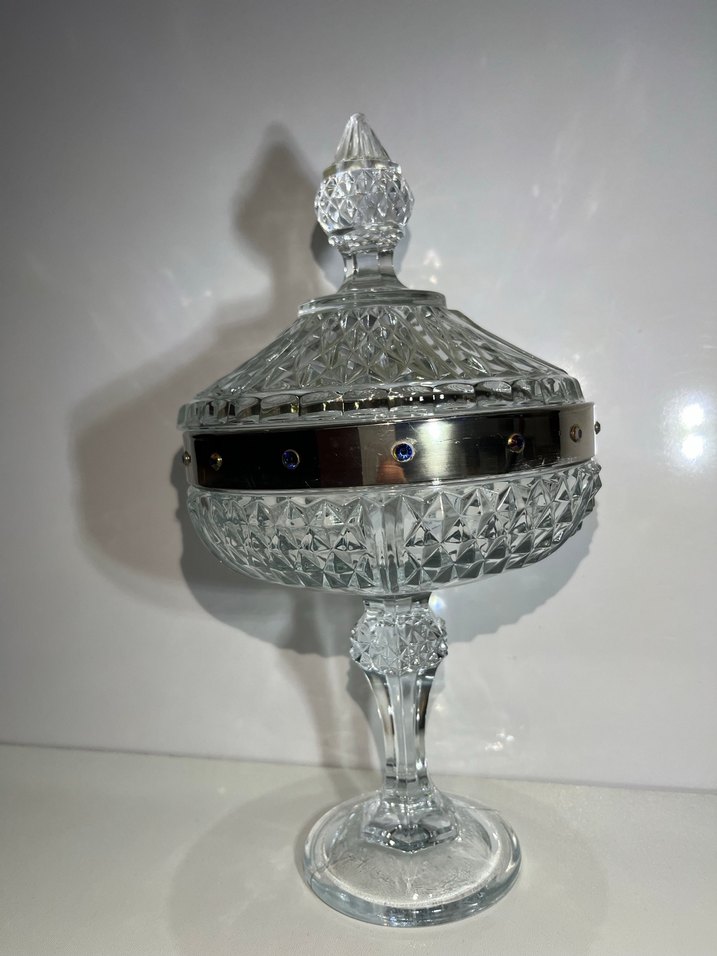 Parlak Beyaz Kristal Kapaklı şekerlik - Görsel 3