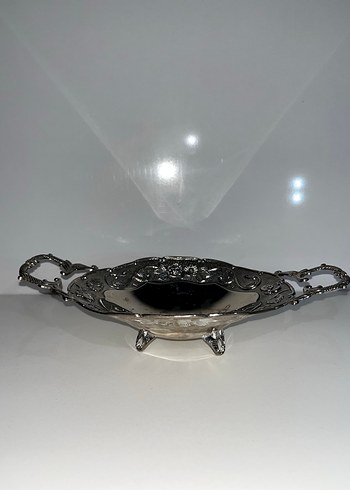 Vintage Gri Yılan Desenli Parlak Tepsi - Görsel 2