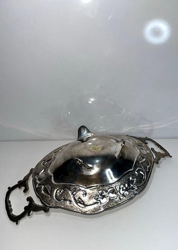 Vintage Gri Yılan Desenli Parlak Tepsi - Görsel 6