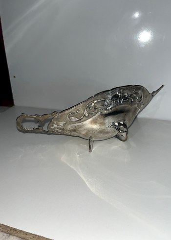 Vintage Gri Yılan Desenli Parlak Tepsi - Görsel 4