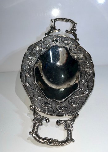 Vintage Gri Yılan Desenli Parlak Tepsi - Görsel 5