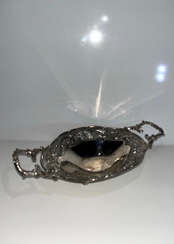 Vintage Gri Yılan Desenli Parlak Tepsi - Görsel 3