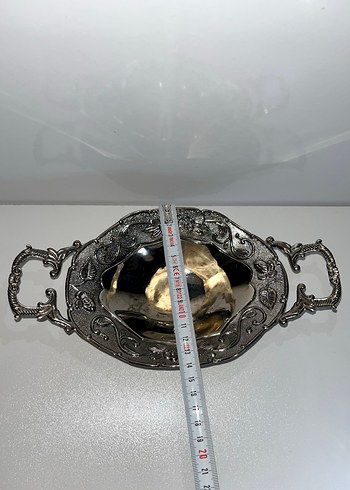 Vintage Gri Yılan Desenli Parlak Tepsi - Görsel 8