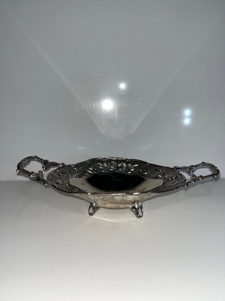 Vintage Gri Yılan Desenli Parlak Tepsi - Görsel 2