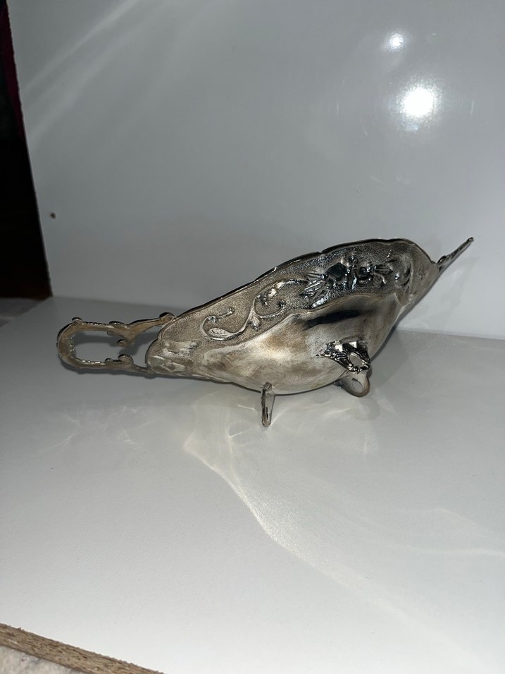 Vintage Gri Yılan Desenli Parlak Tepsi - Görsel 4