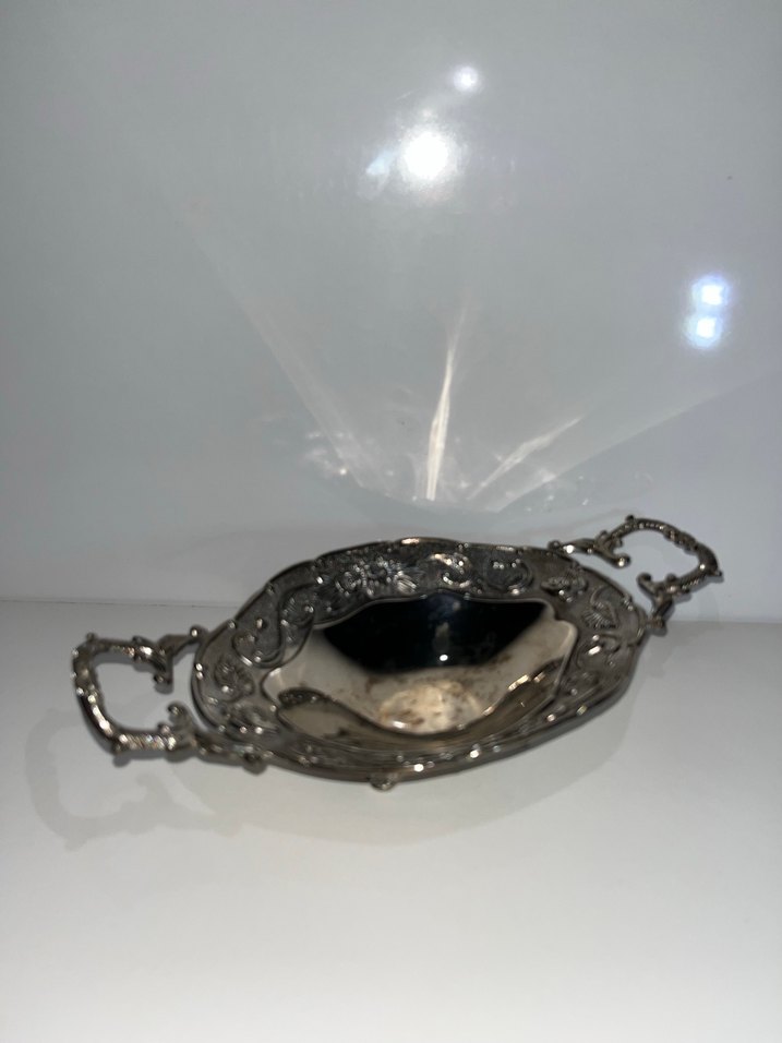 Vintage Gri Yılan Desenli Parlak Tepsi - Görsel 3