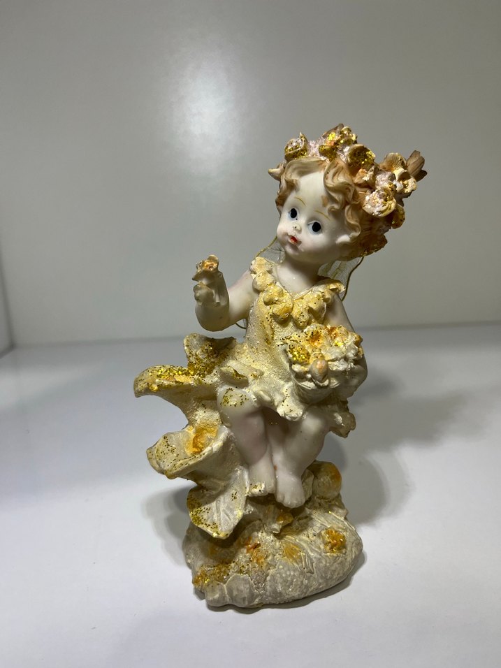 Çiçekli Taçlı Beyaz Renkli peri kızı biblo - Görsel 4