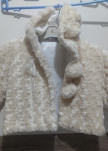 Kız Çocuk Beyaz Kürk Detaylı Ceket - Görsel 2