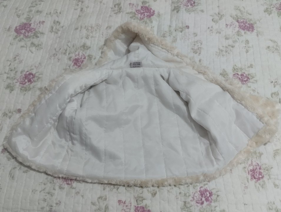 Kız Çocuk Beyaz Kürk Detaylı Ceket - Görsel 4