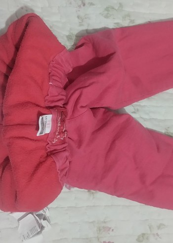 Düğmeli Pembe Kız Çocuk Pantolonu,
içi polar - Görsel 4