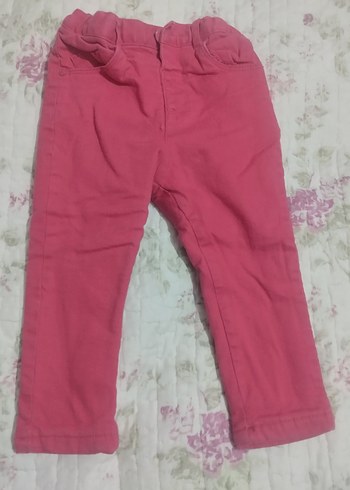 Düğmeli Pembe Kız Çocuk Pantolonu,
içi polar - Görsel 2