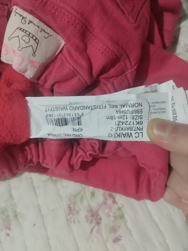 Düğmeli Pembe Kız Çocuk Pantolonu,
içi polar - Görsel 5