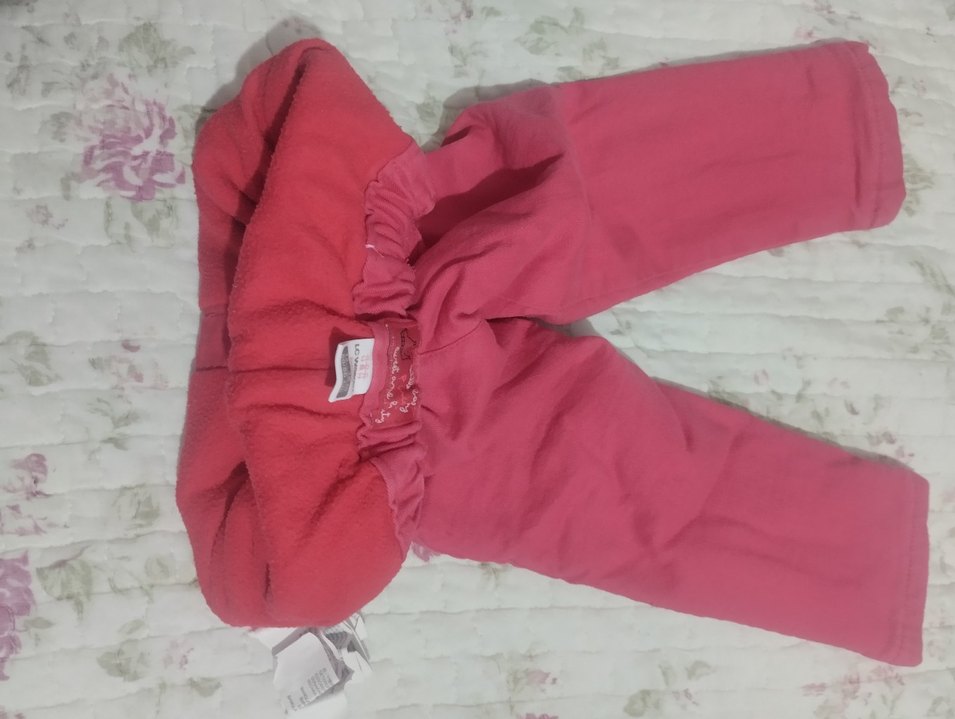 Düğmeli Pembe Kız Çocuk Pantolonu,
içi polar - Görsel 4