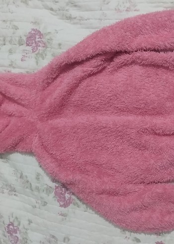 Kız Çocuk Pembe Kapüşonlu Peluş Ceket 4-5 yaş - Görsel 4