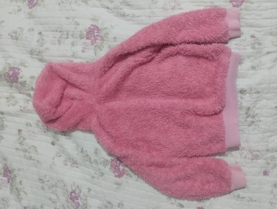 Kız Çocuk Pembe Kapüşonlu Peluş Ceket 4-5 yaş - Görsel 4