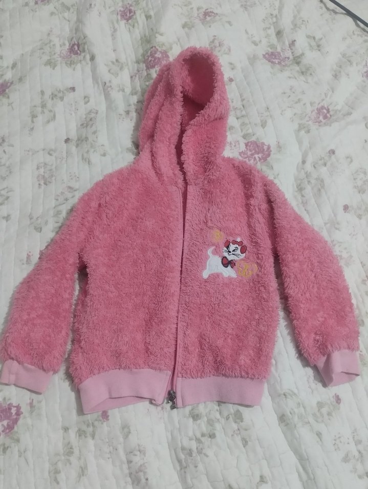 Kız Çocuk Pembe Kapüşonlu Peluş Ceket 4-5 yaş - Görsel 3