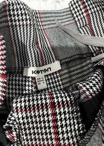 Kemerli Gri Ekose Kumaş Kadın Pantolon - Görsel 2