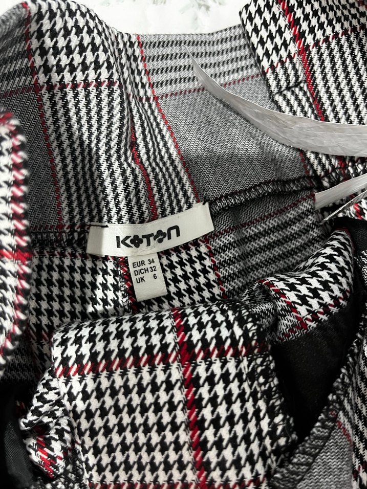 Kemerli Gri Ekose Kumaş Kadın Pantolon - Görsel 2