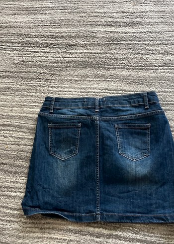 l Beden Kadın Lacivert Denim Mini Etek