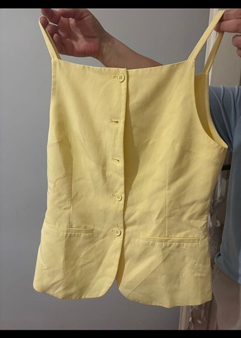 Sarı V Yaka Hamile Gömleği, Uzun Kollu - Görsel 3