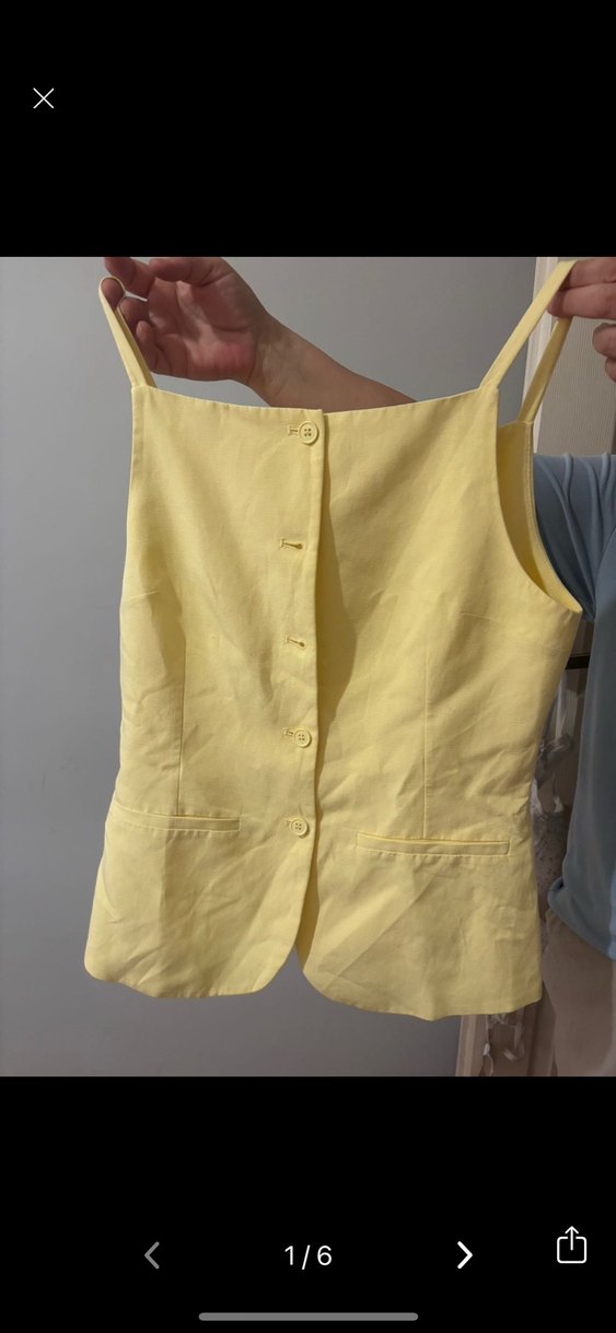 Sarı V Yaka Hamile Gömleği, Uzun Kollu - Görsel 3