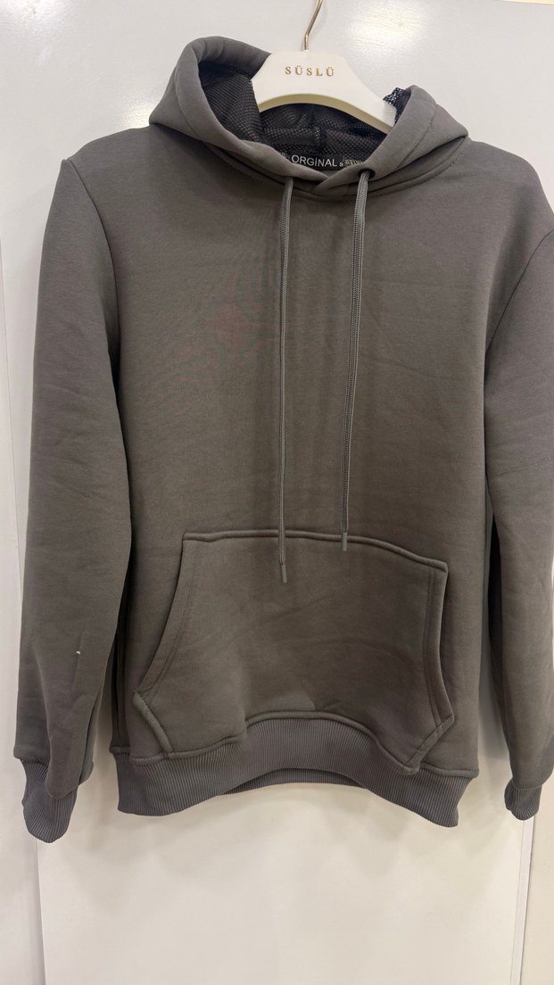 Gri Kapüşonlu Sweatshirt Kadın /Tüm Bedenler Mevcut - Görsel 2