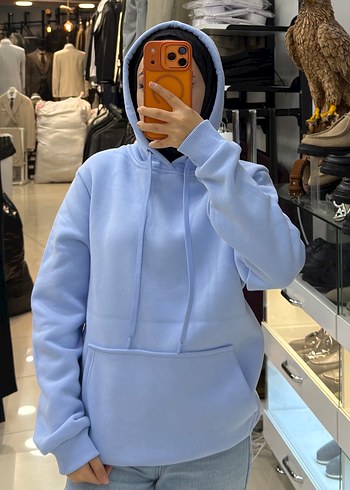 Bebe mavisi Sweatshirt, Kapüşonlu, /Tüm Bedenler Mevcut - Görsel 2