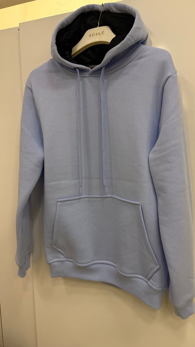 Mavi Kapüşonlu Rahat Kesim Sweatshirt/ Tüm Bedenler Mevcut - Görsel 4
