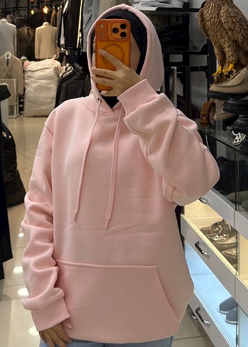 Pembe Sweatshirt, Rahat Kesim /Tüm Bedenler Mevcut - Görsel 4