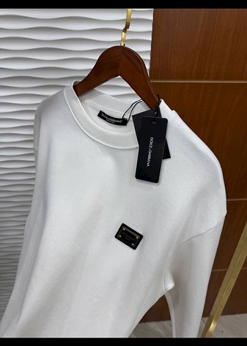 Erkek Beyaz Pamuklu Salaş Sweatshirt Tüm Bedenler Mevcut - Görsel 2