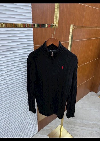 Siyah Yüksek Yakalı Polo Yün Kazak - Görsel 4