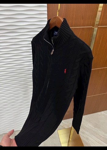 Siyah Yüksek Yakalı Polo Yün Kazak - Görsel 5