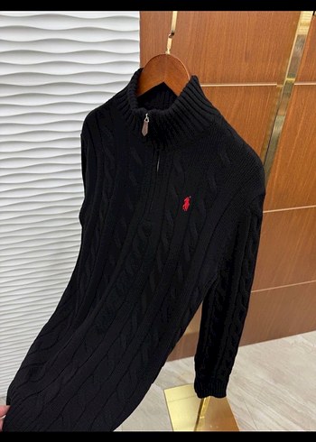 Siyah Yüksek Yakalı Polo Yün Kazak - Görsel 3