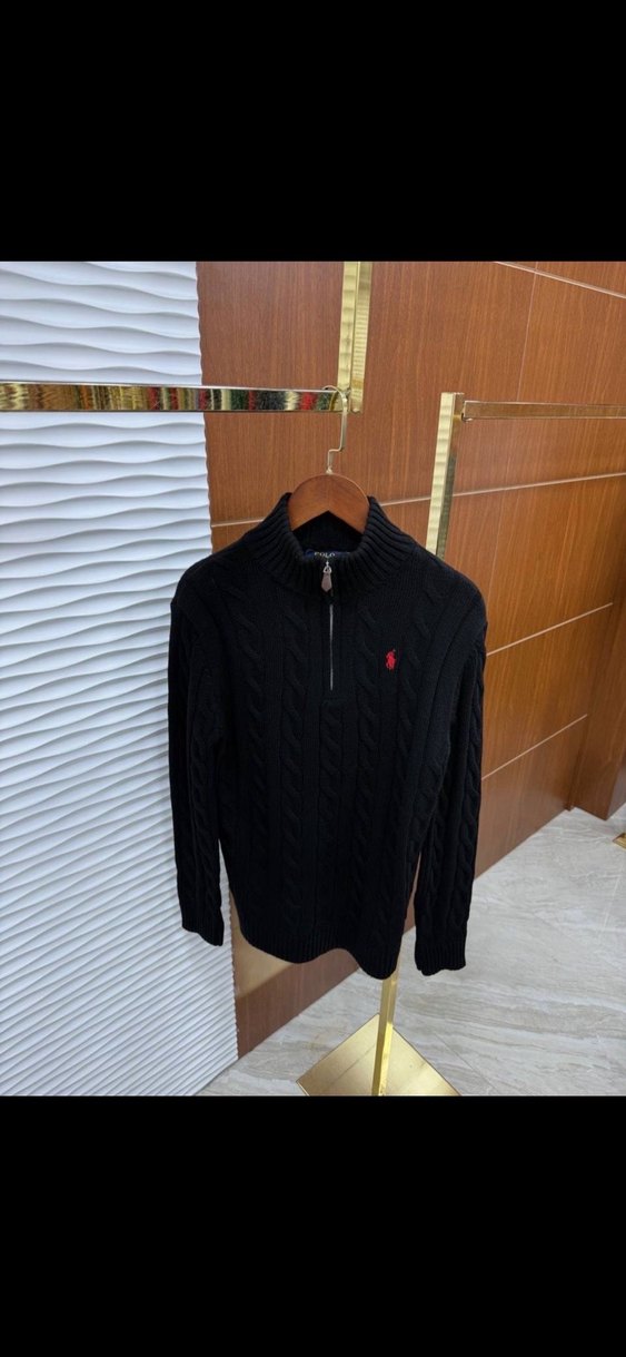 Siyah Yüksek Yakalı Polo Yün Kazak - Görsel 4