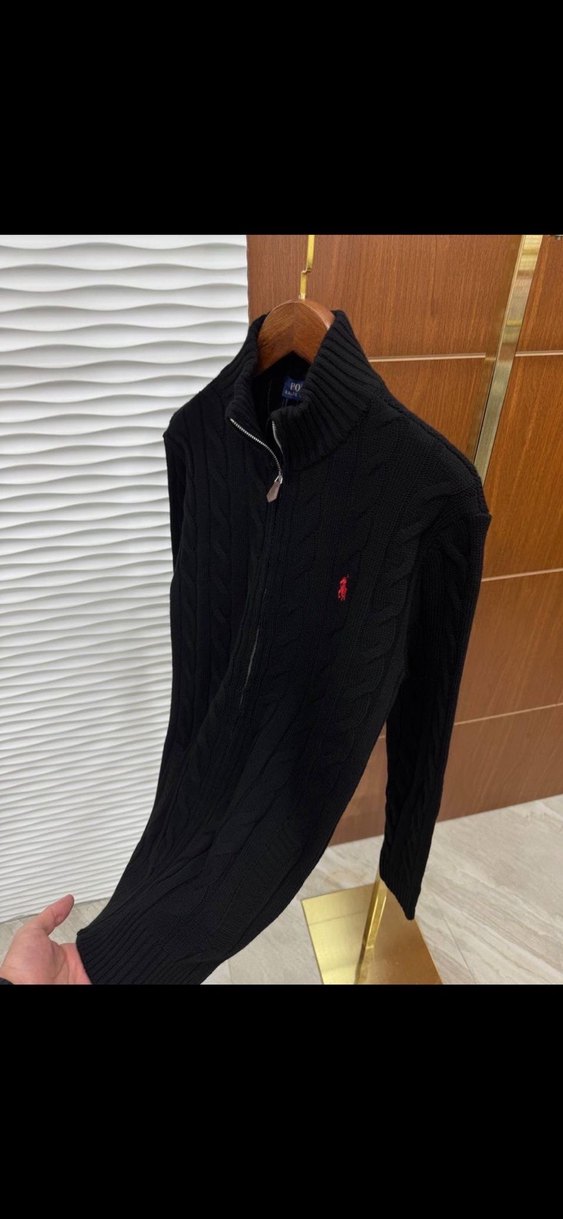 Siyah Yüksek Yakalı Polo Yün Kazak - Görsel 5