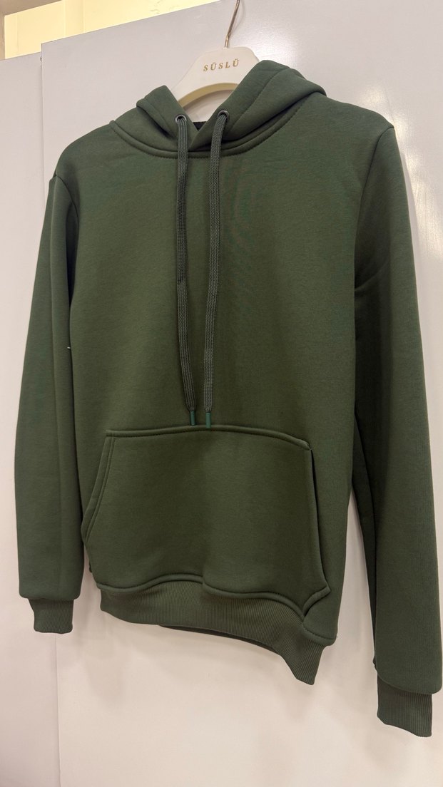 Haki Kapüşonlu Sweatshirt /Tüm Bedenler Mevcut - Görsel 2