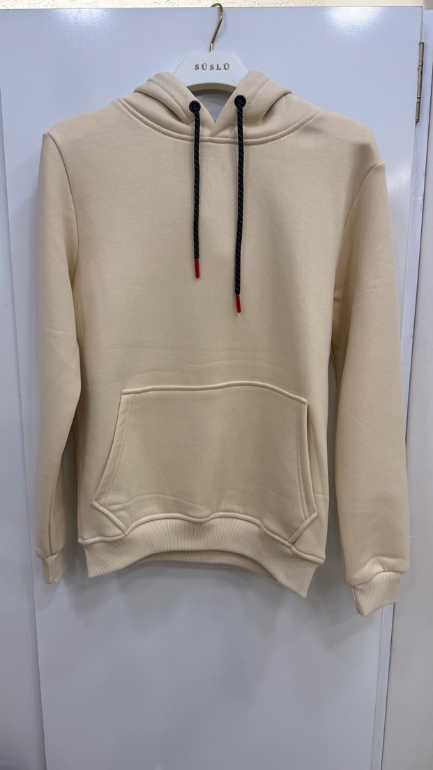 Krem Kapüşonlu Sweatshirt /Tüm Bedenler Mevcut - Görsel 2