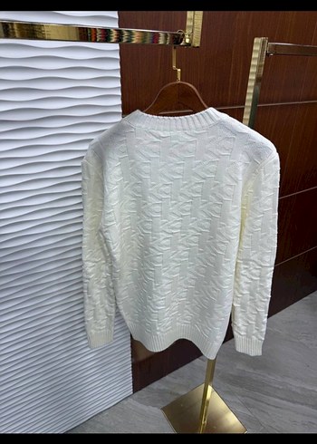 Beyaz Erkek Triko Kazak Tüm Bedenler Mevcut - Görsel 2