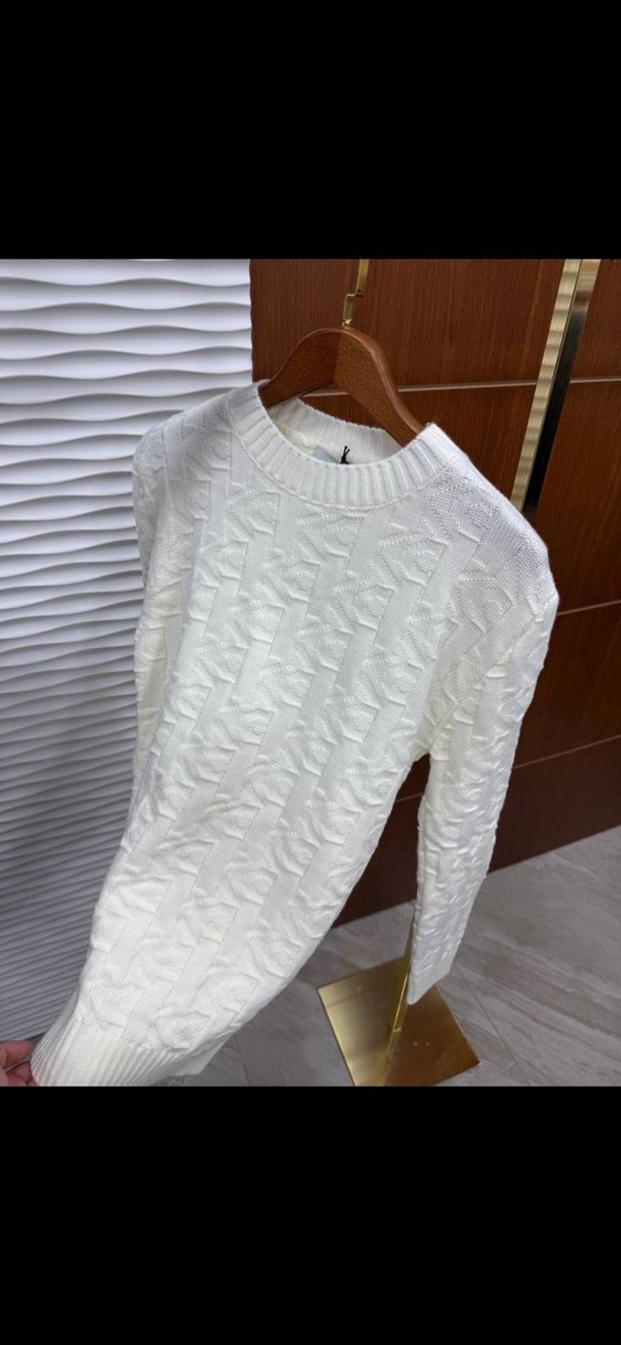 Beyaz Erkek Triko Kazak Tüm Bedenler Mevcut - Görsel 3