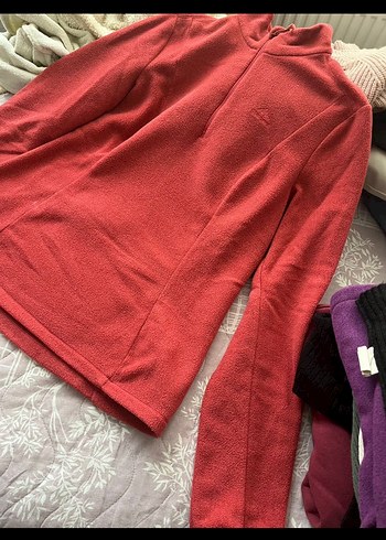 Kırmızı Yarım Fermuarlı Kadın Sweatshirt - Görsel 2