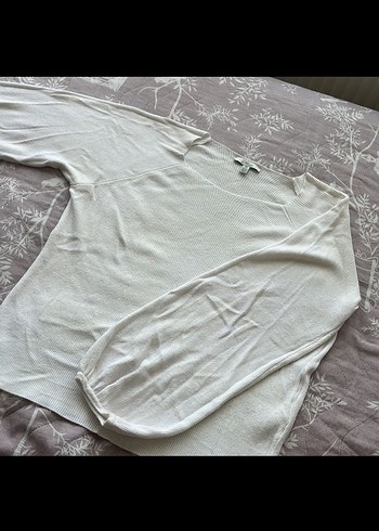 Mavi Bohem Nakışlı Beyaz Kadın Kazak - Görsel 2