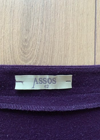 Mor V Yakalı Uzun koton Elbise - Görsel 3