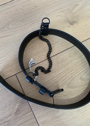 Siyah Deri Tokalı zincirli Çocuk Kemeri beden 60 - Görsel 2