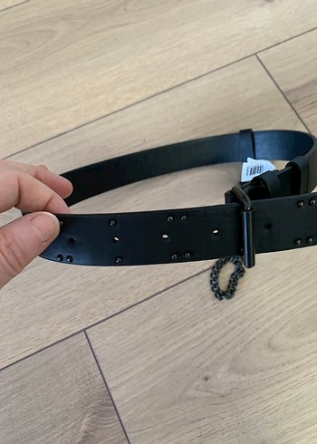 Siyah Deri Tokalı zincirli Çocuk Kemeri beden 60 - Görsel 4