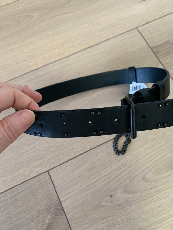 Siyah Deri Tokalı zincirli Çocuk Kemeri beden 60 - Görsel 4