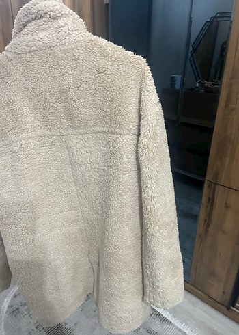 Bej Peluş Kadın Midi Kaban - Görsel 2