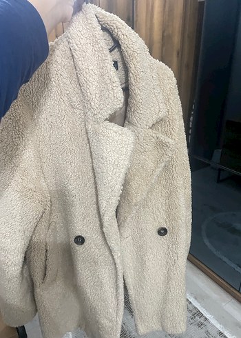 Bej Peluş Kadın Midi Kaban - Görsel 3