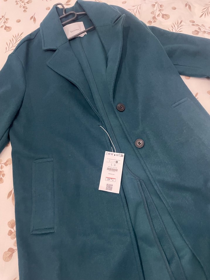 Düğmeli Midi Koyu Mavi Kaban - Görsel 3