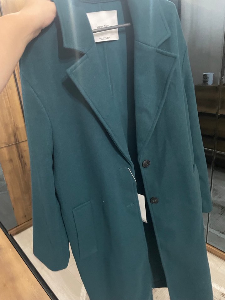 Düğmeli Midi Koyu Mavi Kaban - Görsel 2