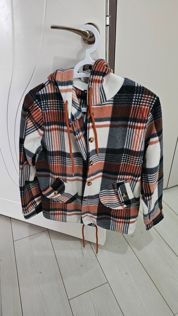 Düğmeli Ekose Desenli Kadın Ceket - Görsel 2